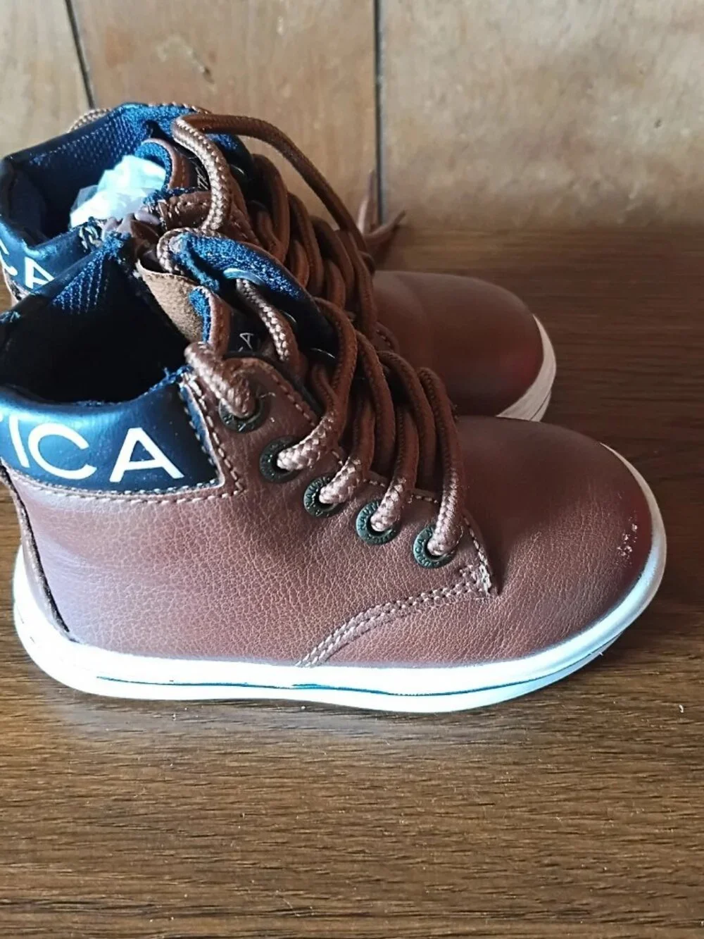 Nautica Toddler Boys Sneakers Size 5 Brown High Top Zip Lace Casual Shoes